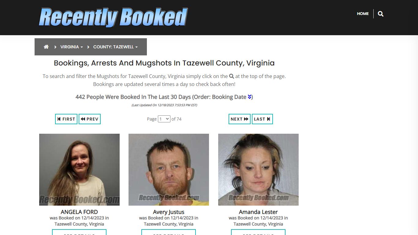 Bookings, Arrests and Mugshots in Tazewell County, Virginia
